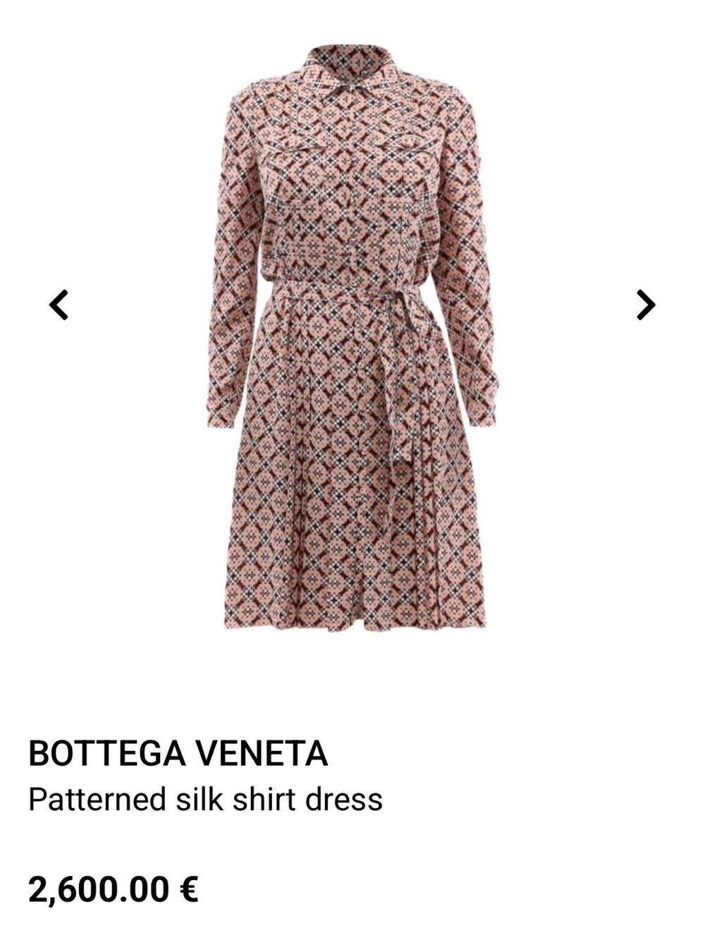 Bottega Veneta Pink Geometric Silk Shirt Dress